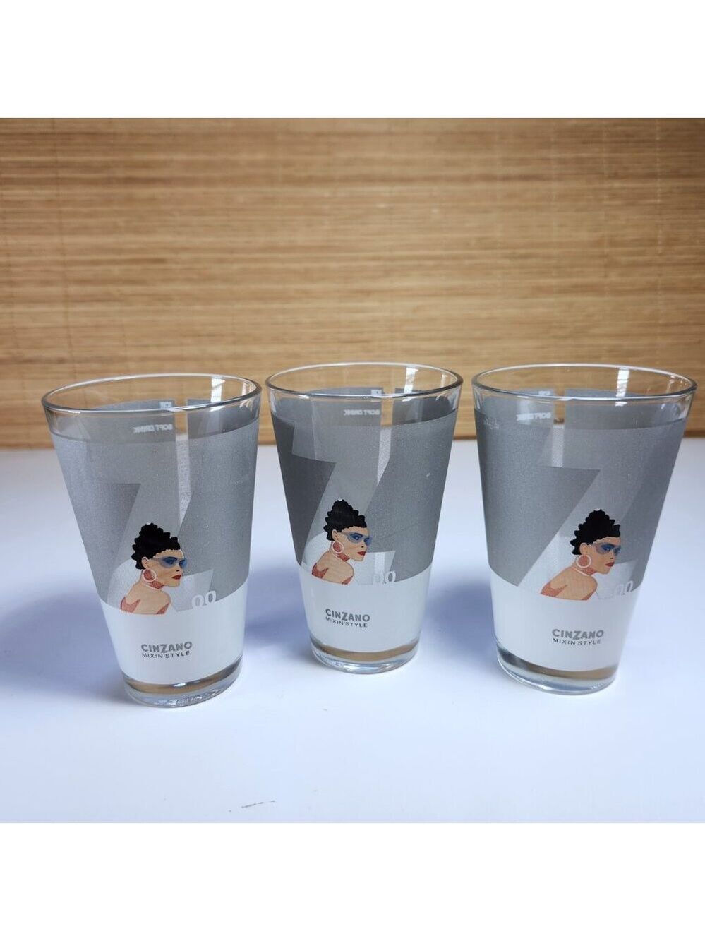 Cinzano Mixin’ Style Vintage Glasses Barware 5” Tall Retro Advertising